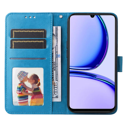 For Realme C53 4G / Narzo N53 4G Sunflower Imprinted Stand PU Leather Cover Wallet Drop-proof Case