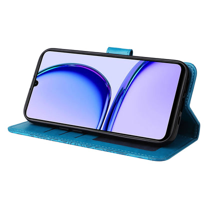 For Realme C53 4G / Narzo N53 4G Sunflower Imprinted Stand PU Leather Cover Wallet Drop-proof Case