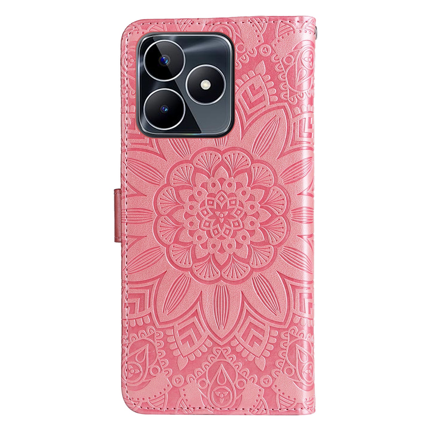 For Realme C53 4G / Narzo N53 4G Sunflower Imprinted Stand PU Leather Cover Wallet Drop-proof Case