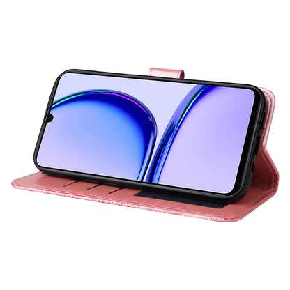 For Realme C53 4G / Narzo N53 4G Sunflower Imprinted Stand PU Leather Cover Wallet Drop-proof Case