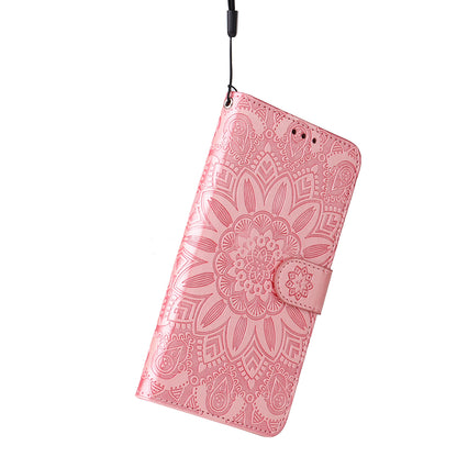 For Realme C53 4G / Narzo N53 4G Sunflower Imprinted Stand PU Leather Cover Wallet Drop-proof Case