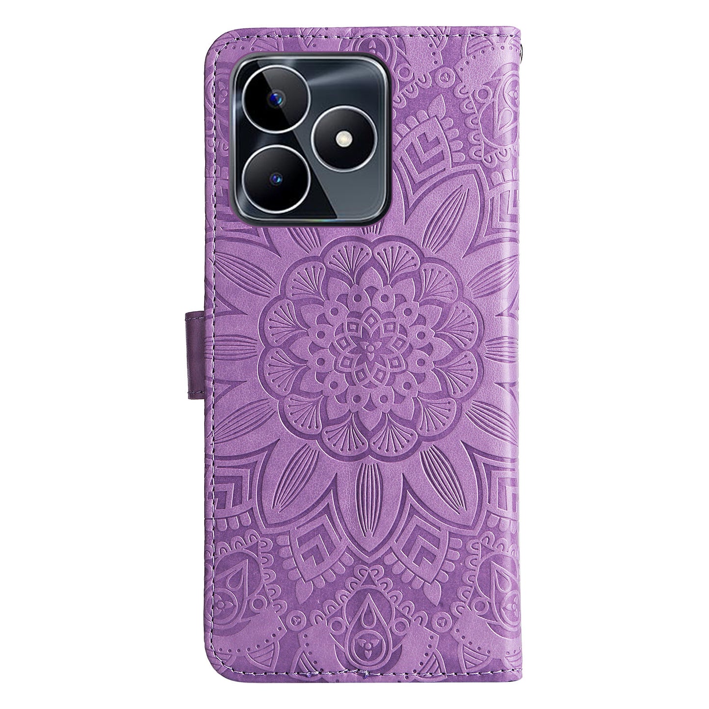 For Realme C53 4G / Narzo N53 4G Sunflower Imprinted Stand PU Leather Cover Wallet Drop-proof Case