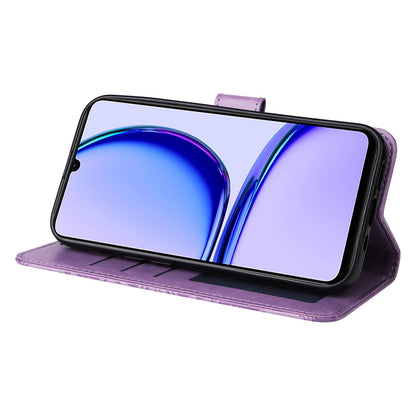 For Realme C53 4G / Narzo N53 4G Sunflower Imprinted Stand PU Leather Cover Wallet Drop-proof Case