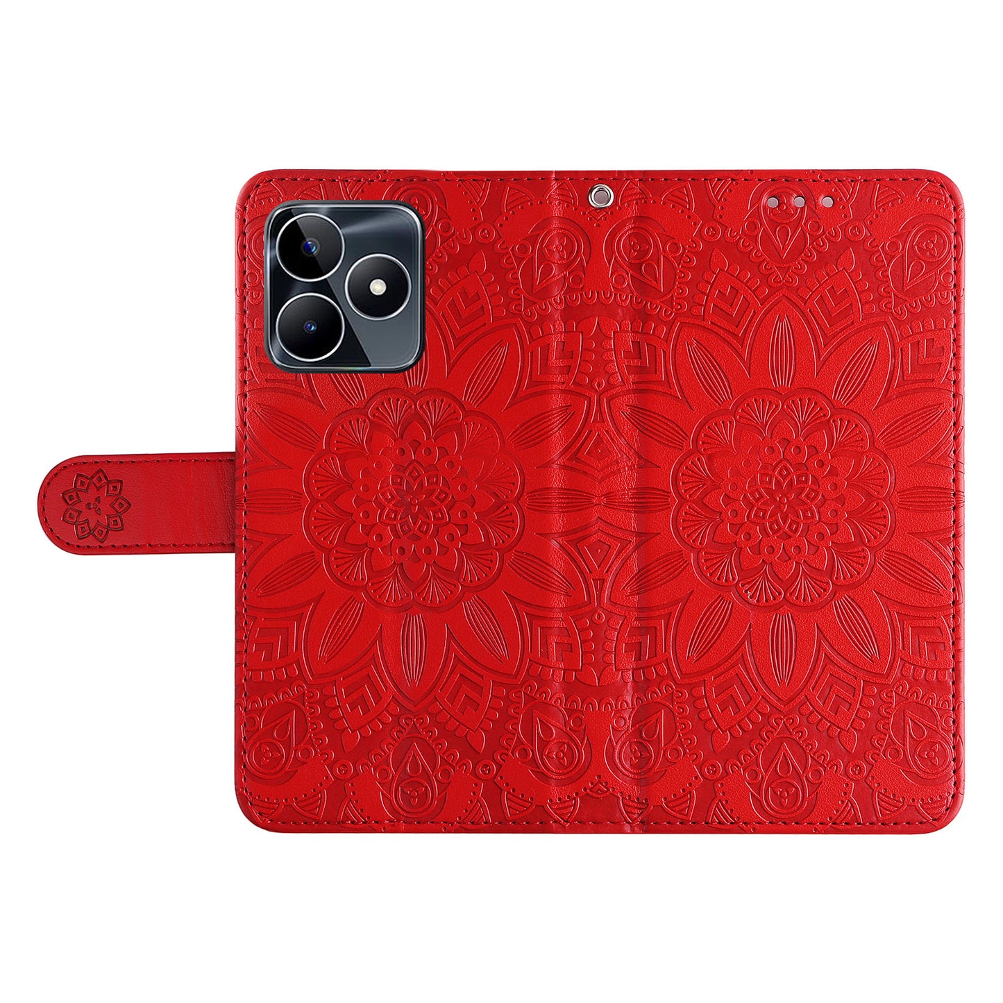 For Realme C53 4G / Narzo N53 4G Sunflower Imprinted Stand PU Leather Cover Wallet Drop-proof Case