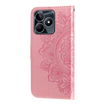 Imprinted Flower Case for Realme C53 4G / Narzo N53 4G PU Leather Cover Stand Wallet Phone Shell