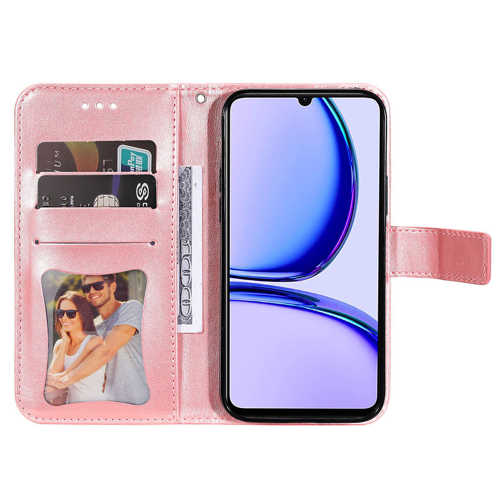 Imprinted Flower Case for Realme C53 4G / Narzo N53 4G PU Leather Cover Stand Wallet Phone Shell