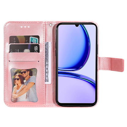 Imprinted Flower Case for Realme C53 4G / Narzo N53 4G PU Leather Cover Stand Wallet Phone Shell