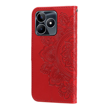 Imprinted Flower Case for Realme C53 4G / Narzo N53 4G PU Leather Cover Stand Wallet Phone Shell