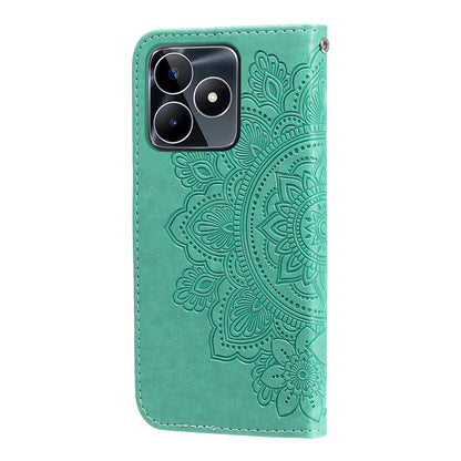 Imprinted Flower Case for Realme C53 4G / Narzo N53 4G PU Leather Cover Stand Wallet Phone Shell