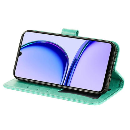 Imprinted Flower Case for Realme C53 4G / Narzo N53 4G PU Leather Cover Stand Wallet Phone Shell