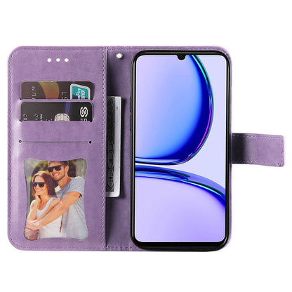 Imprinted Flower Case for Realme C53 4G / Narzo N53 4G PU Leather Cover Stand Wallet Phone Shell