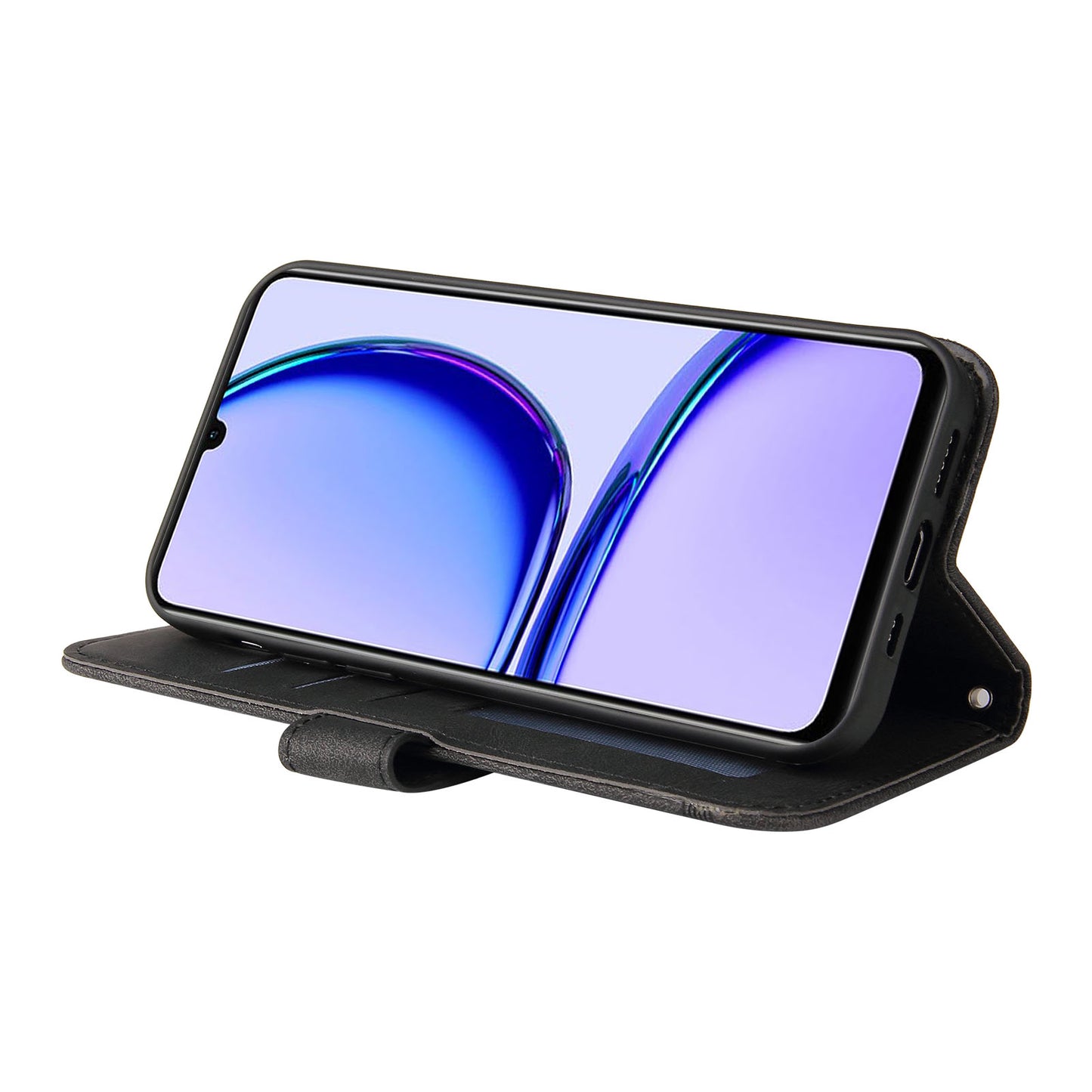 PU Leather Case for Realme C53 4G / Narzo N53 4G , Stand Wallet Imprinted Lines Phone Cover