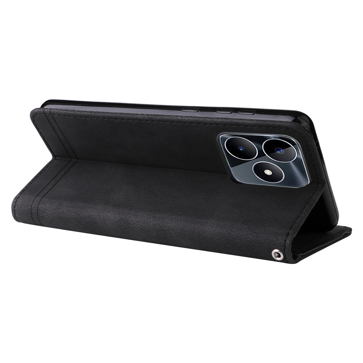 PU Leather Case for Realme C53 4G / Narzo N53 4G , Stand Wallet Imprinted Lines Phone Cover