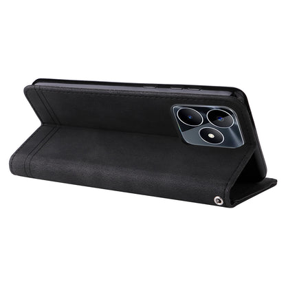 PU Leather Case for Realme C53 4G / Narzo N53 4G , Stand Wallet Imprinted Lines Phone Cover