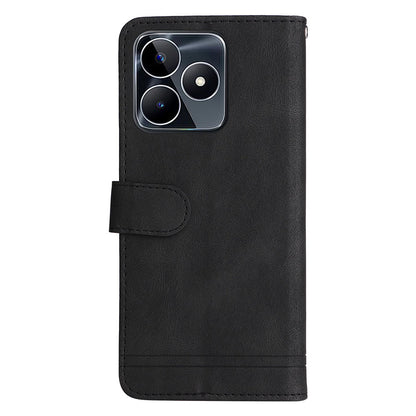 PU Leather Case for Realme C53 4G / Narzo N53 4G , Stand Wallet Imprinted Lines Phone Cover