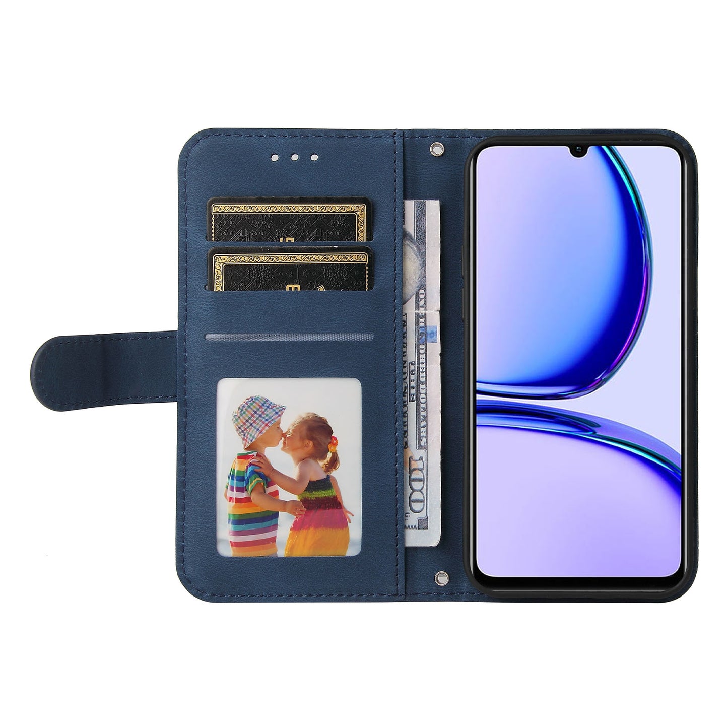 PU Leather Case for Realme C53 4G / Narzo N53 4G , Stand Wallet Imprinted Lines Phone Cover