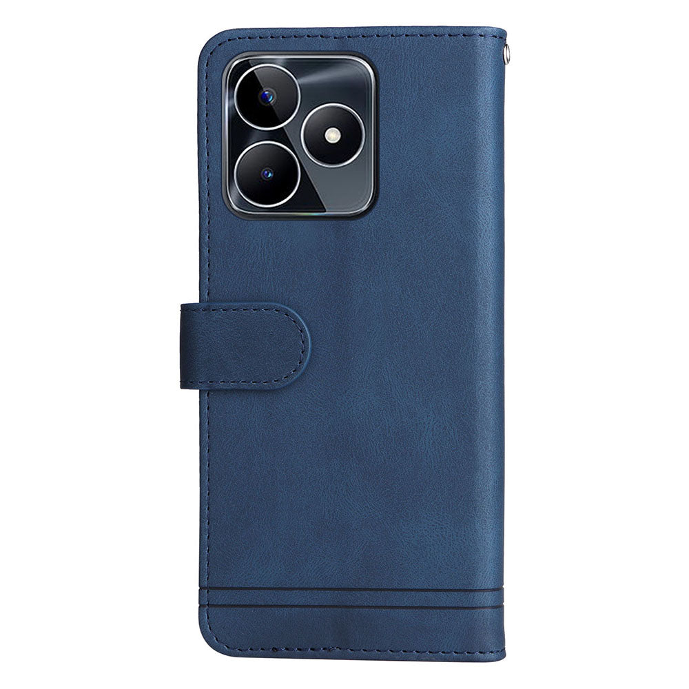 PU Leather Case for Realme C53 4G / Narzo N53 4G , Stand Wallet Imprinted Lines Phone Cover