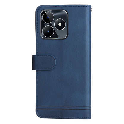 PU Leather Case for Realme C53 4G / Narzo N53 4G , Stand Wallet Imprinted Lines Phone Cover