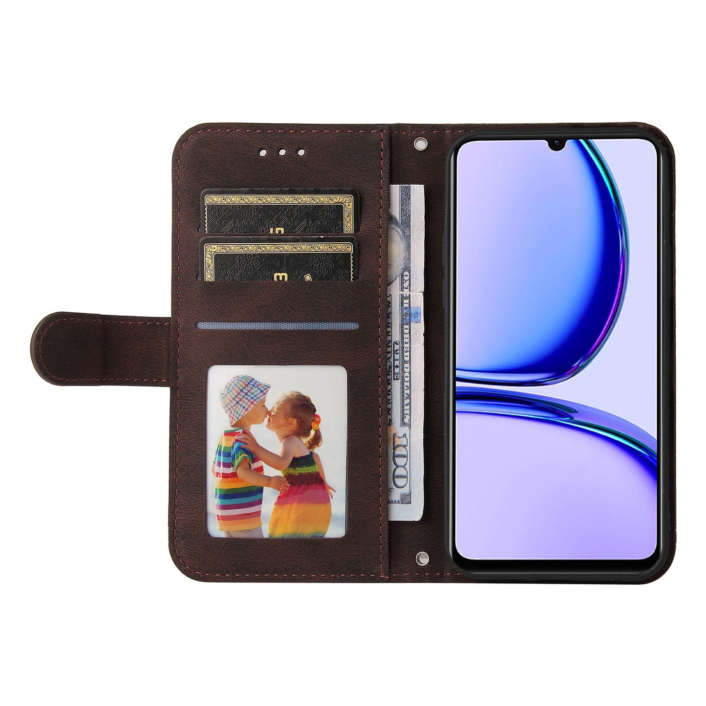 PU Leather Case for Realme C53 4G / Narzo N53 4G , Stand Wallet Imprinted Lines Phone Cover