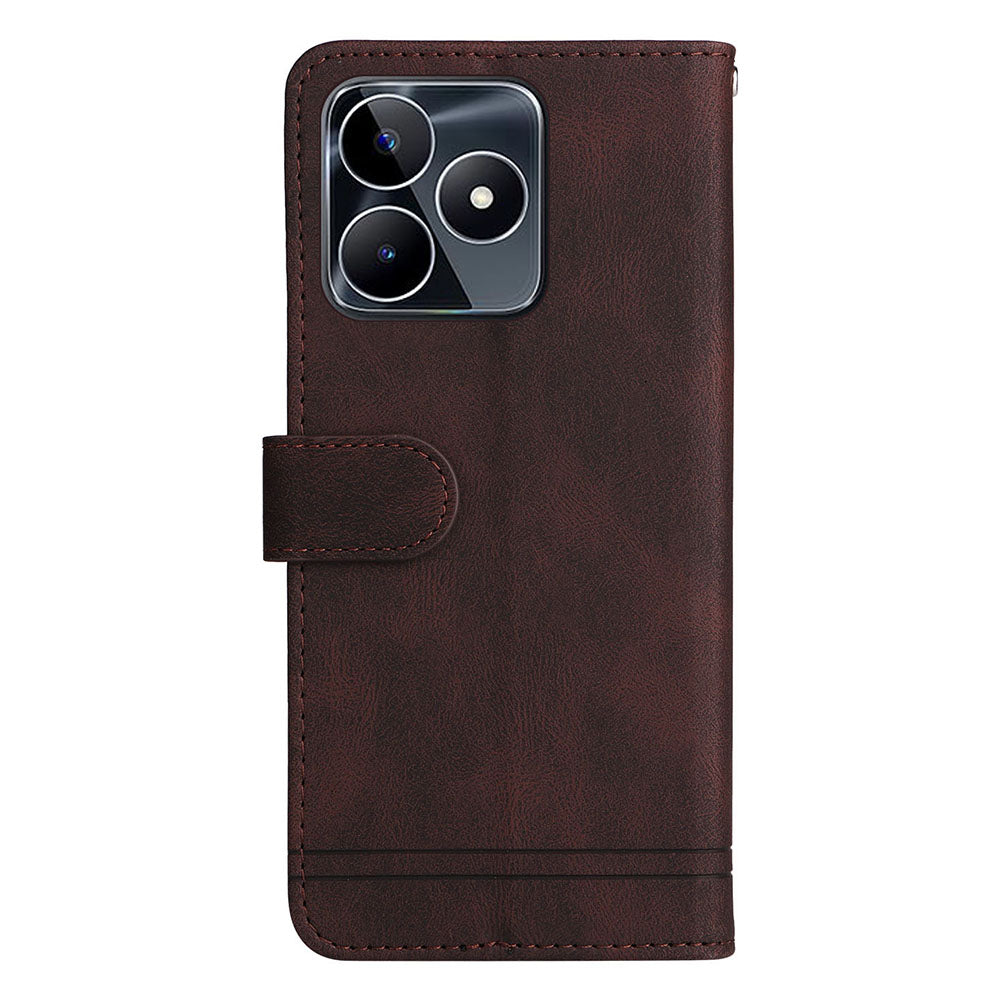 PU Leather Case for Realme C53 4G / Narzo N53 4G , Stand Wallet Imprinted Lines Phone Cover