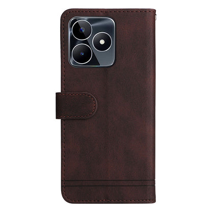 PU Leather Case for Realme C53 4G / Narzo N53 4G , Stand Wallet Imprinted Lines Phone Cover