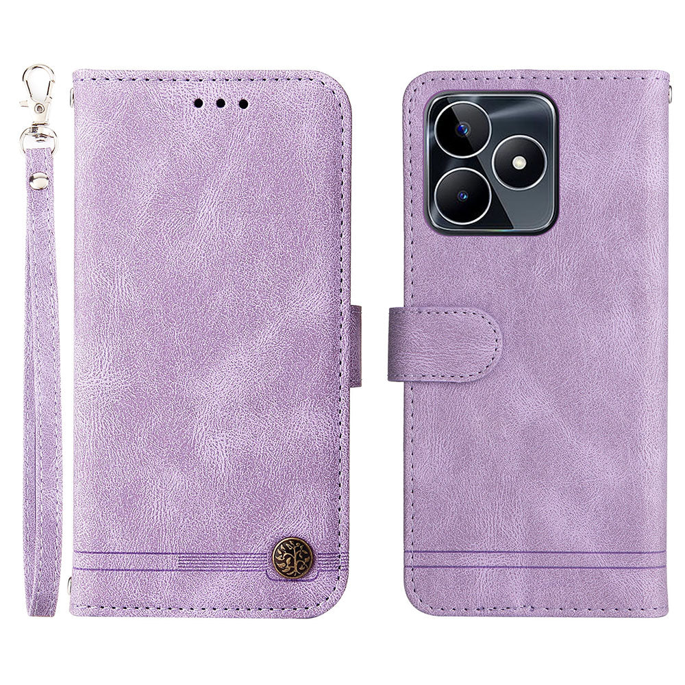 PU Leather Case for Realme C53 4G / Narzo N53 4G , Stand Wallet Imprinted Lines Phone Cover