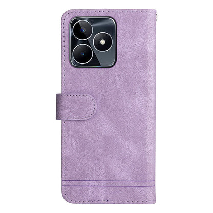 PU Leather Case for Realme C53 4G / Narzo N53 4G , Stand Wallet Imprinted Lines Phone Cover