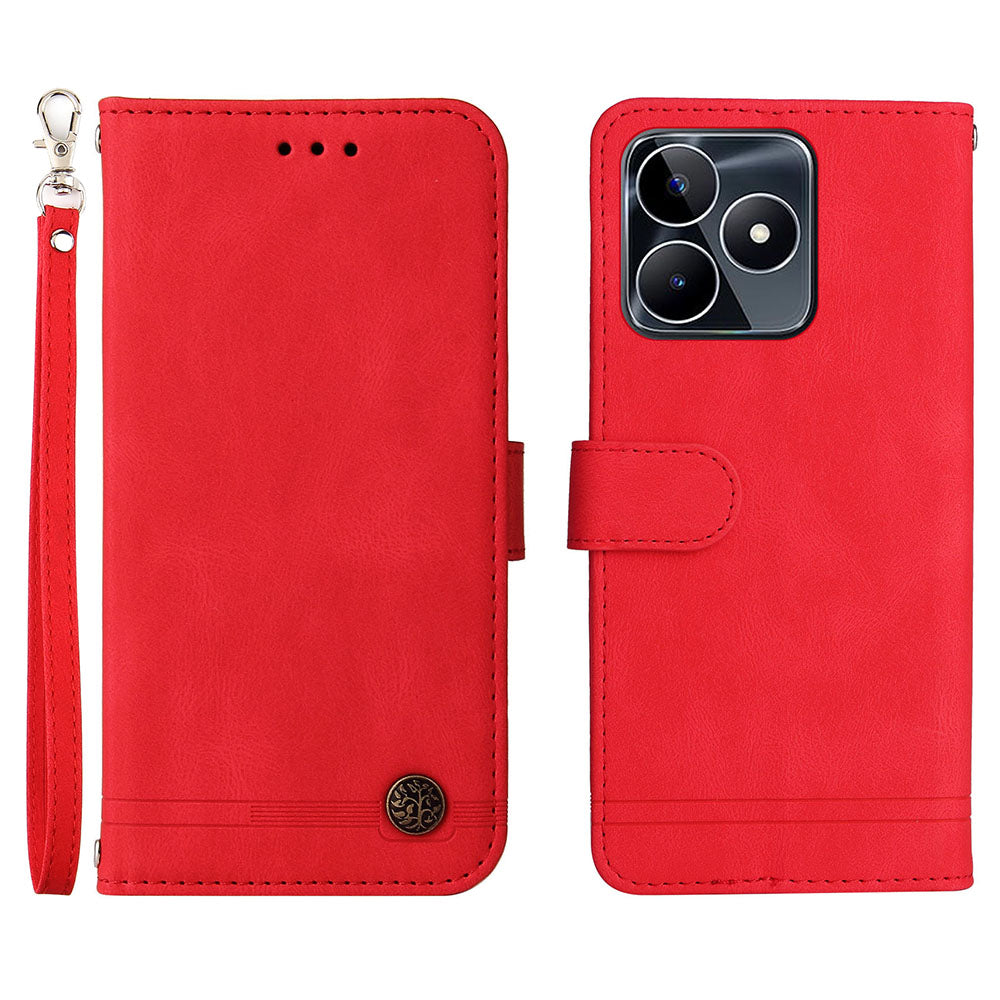 PU Leather Case for Realme C53 4G / Narzo N53 4G , Stand Wallet Imprinted Lines Phone Cover