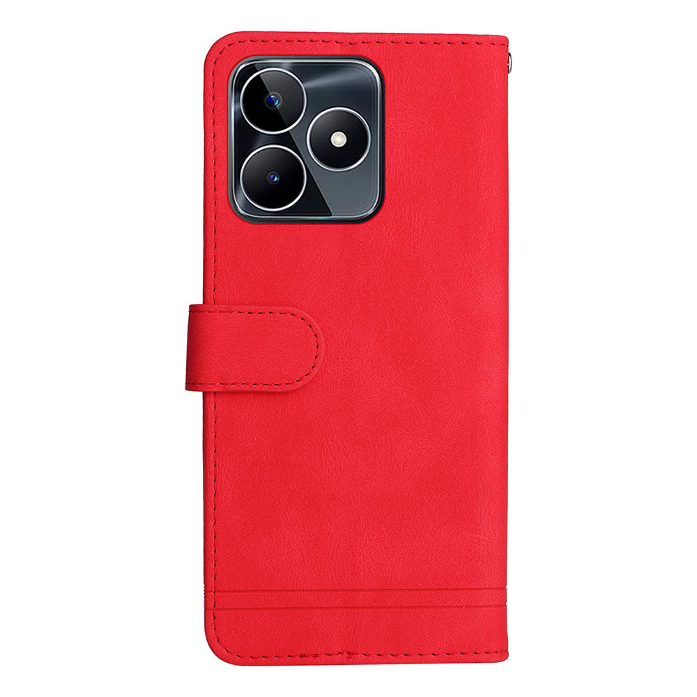 PU Leather Case for Realme C53 4G / Narzo N53 4G , Stand Wallet Imprinted Lines Phone Cover