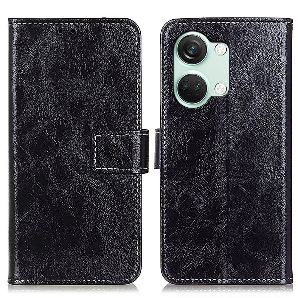 For OnePlus Nord 3 5G / Ace 2V Magnetic Clasp Leather Wallet Case Retro Crazy Horse Texture Stand Cover