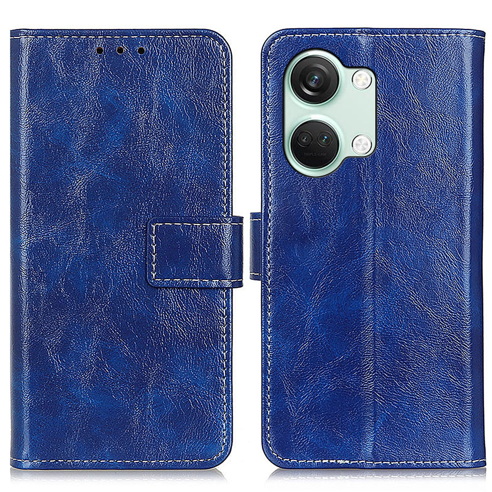 For OnePlus Nord 3 5G / Ace 2V Magnetic Clasp Leather Wallet Case Retro Crazy Horse Texture Stand Cover