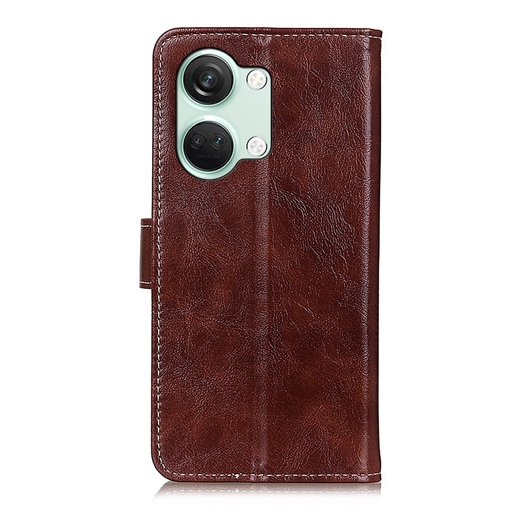 For OnePlus Nord 3 5G / Ace 2V Magnetic Clasp Leather Wallet Case Retro Crazy Horse Texture Stand Cover
