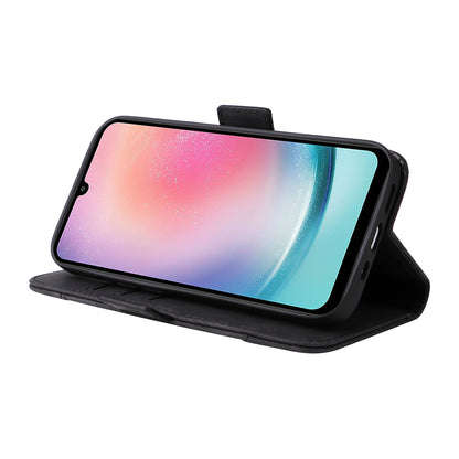 BETOPNICE 001 For Samsung Galaxy A24 4G Phone Wallet Stand Case Imprinted Line PU Leather Cover