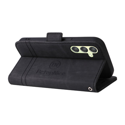 BETOPNICE 001 For Samsung Galaxy A24 4G Phone Wallet Stand Case Imprinted Line PU Leather Cover