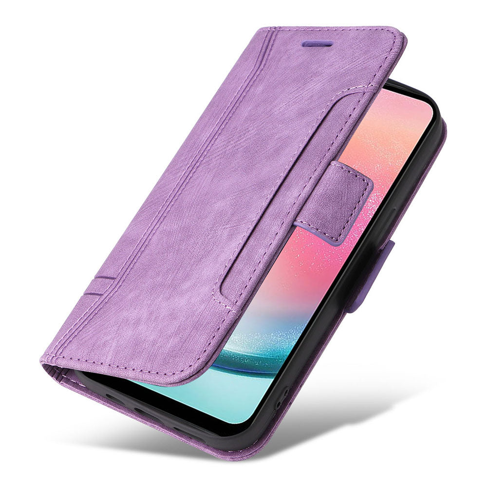 BETOPNICE 001 For Samsung Galaxy A24 4G Phone Wallet Stand Case Imprinted Line PU Leather Cover