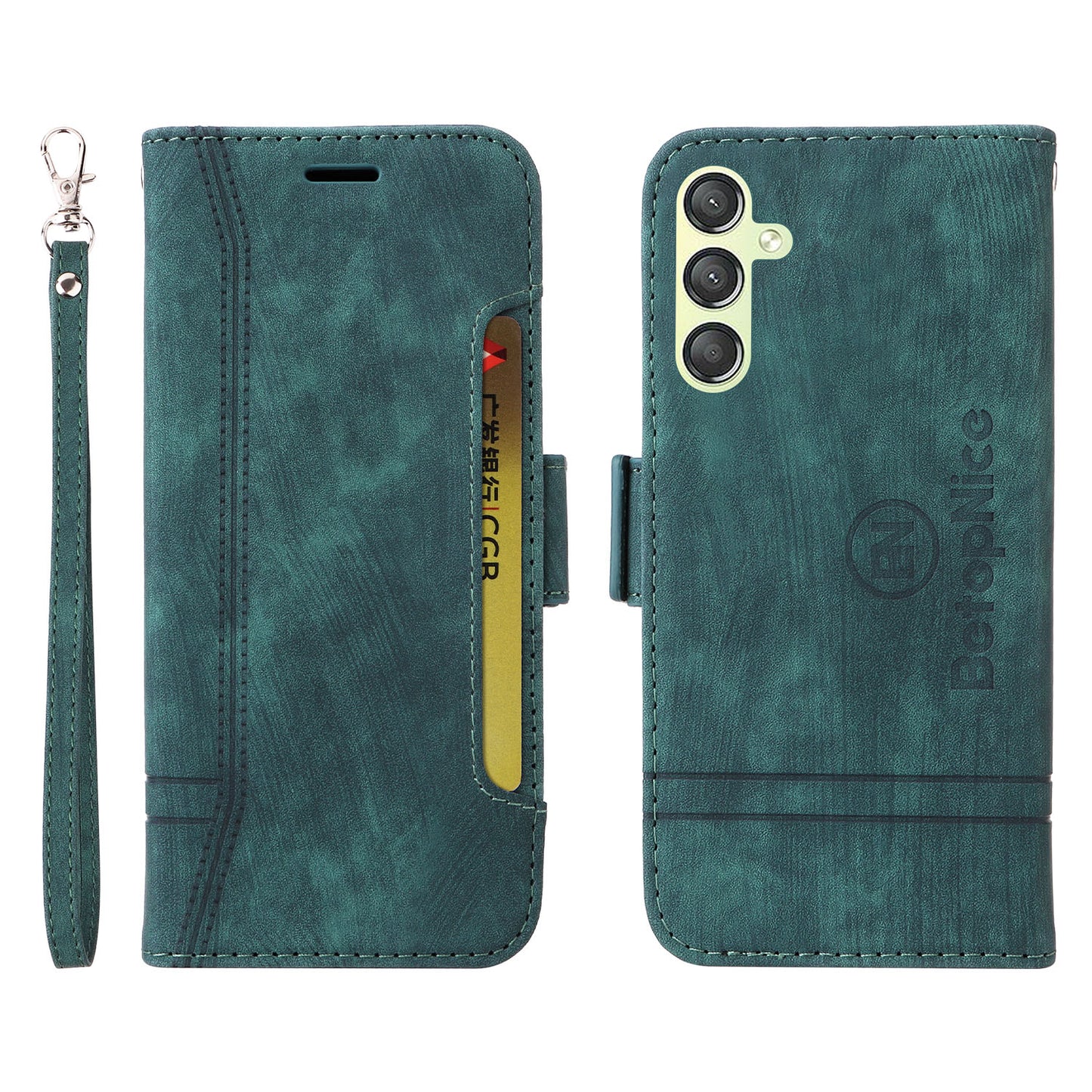 BETOPNICE 001 For Samsung Galaxy A24 4G Phone Wallet Stand Case Imprinted Line PU Leather Cover