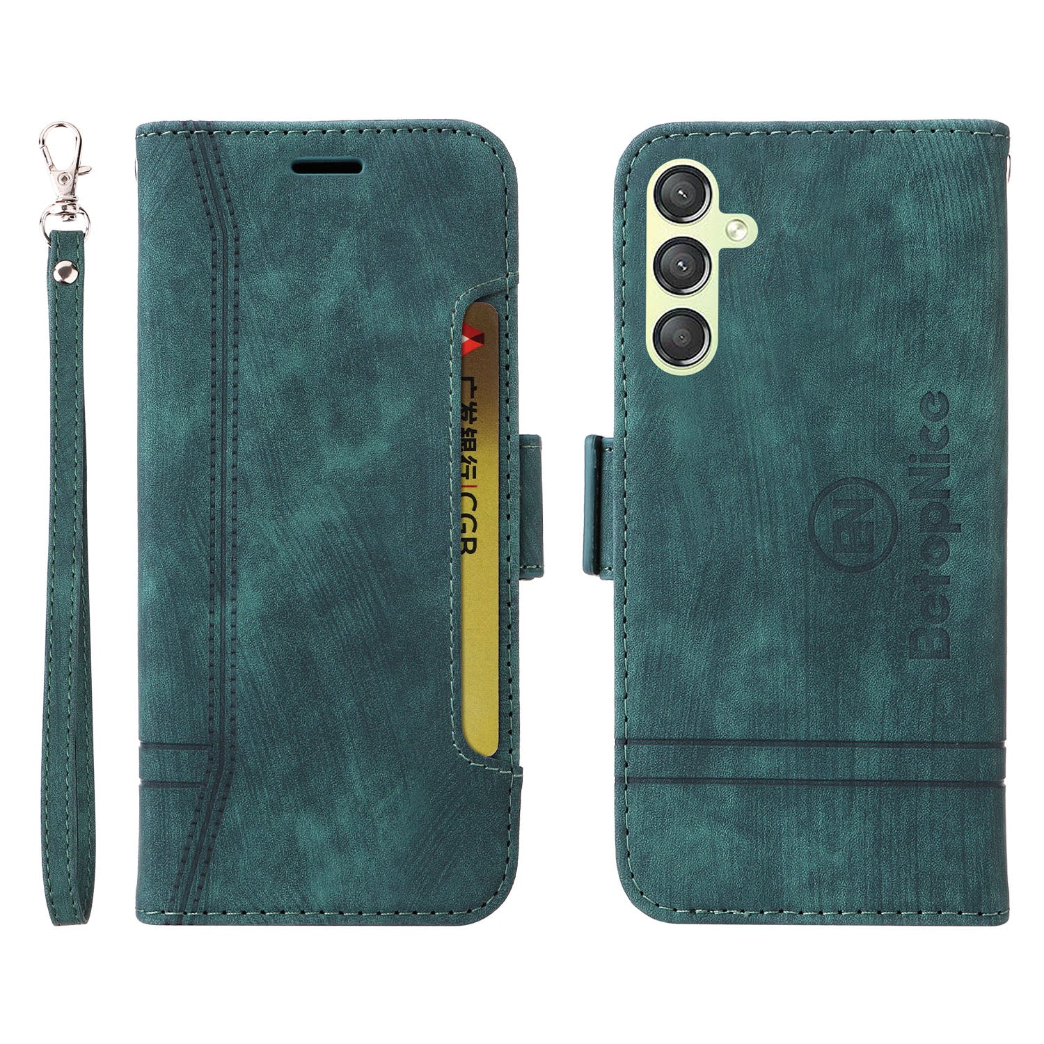 BETOPNICE 001 For Samsung Galaxy A24 4G Phone Wallet Stand Case Imprinted Line PU Leather Cover