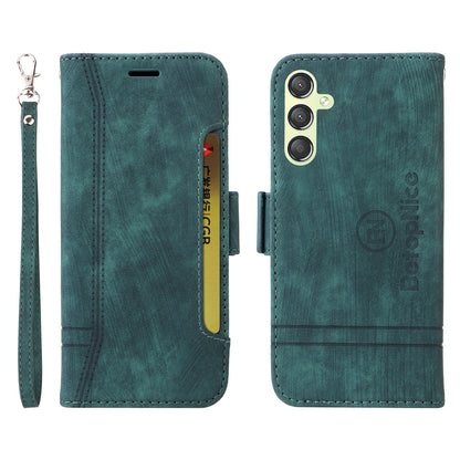 BETOPNICE 001 For Samsung Galaxy A24 4G Phone Wallet Stand Case Imprinted Line PU Leather Cover