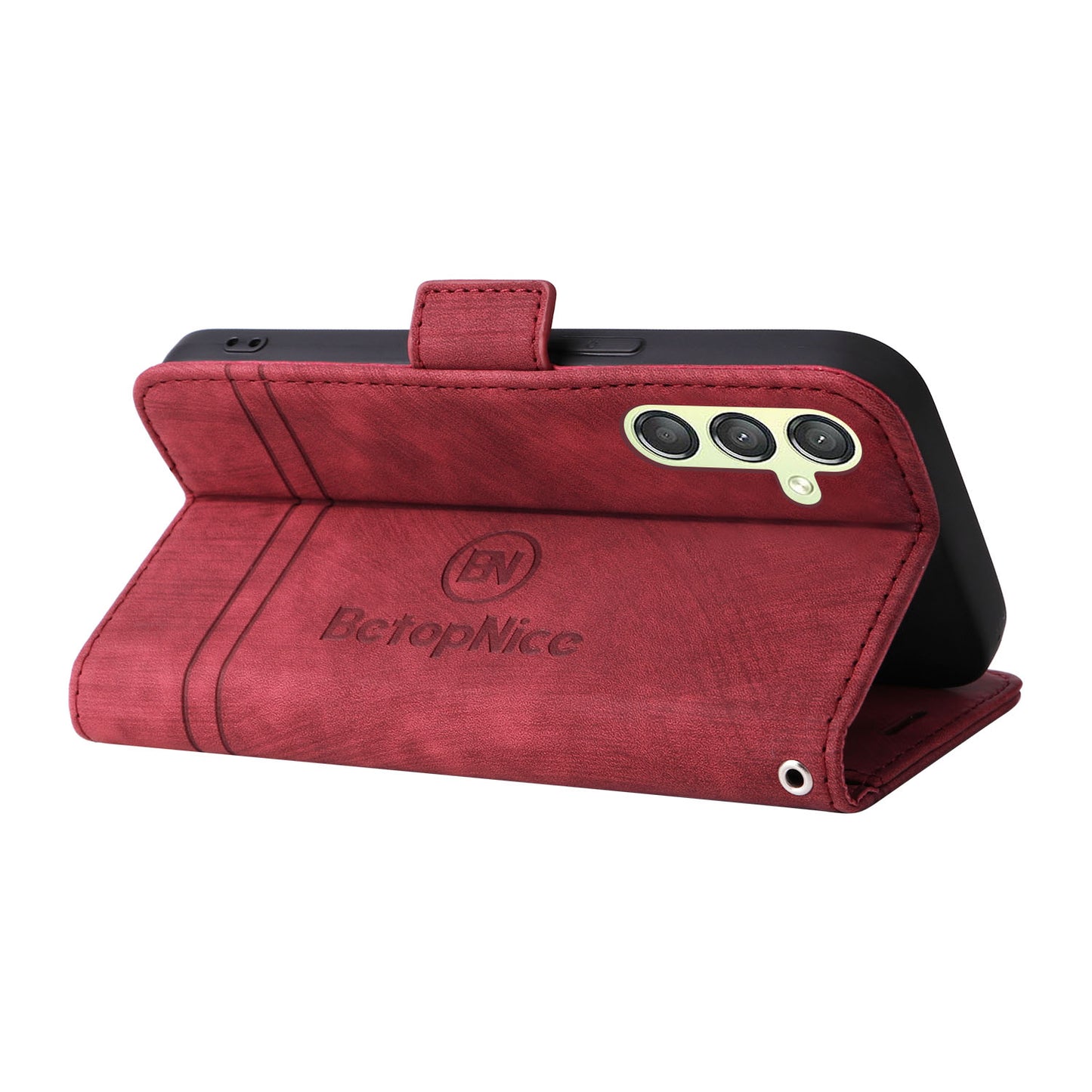 BETOPNICE 001 For Samsung Galaxy A24 4G Phone Wallet Stand Case Imprinted Line PU Leather Cover