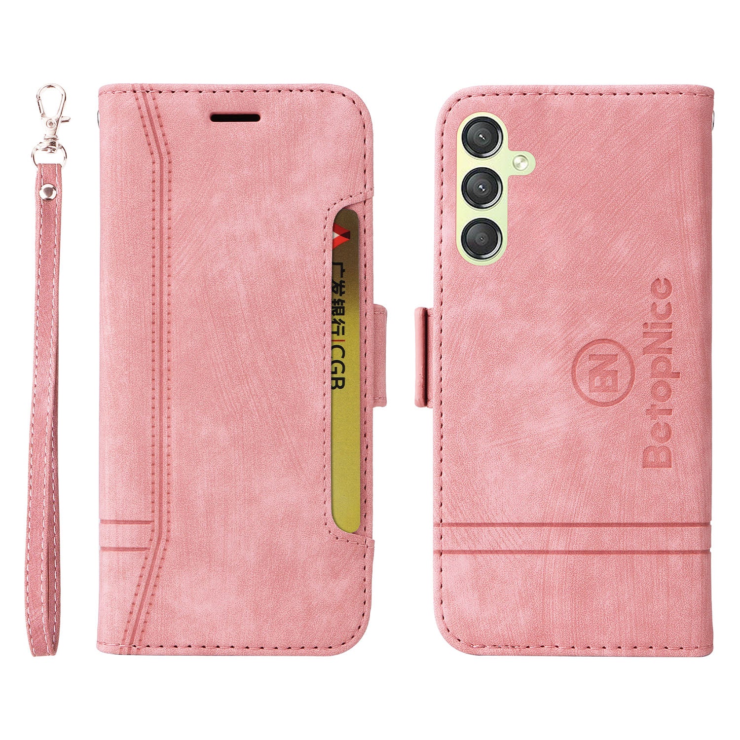 BETOPNICE 001 For Samsung Galaxy A24 4G Phone Wallet Stand Case Imprinted Line PU Leather Cover