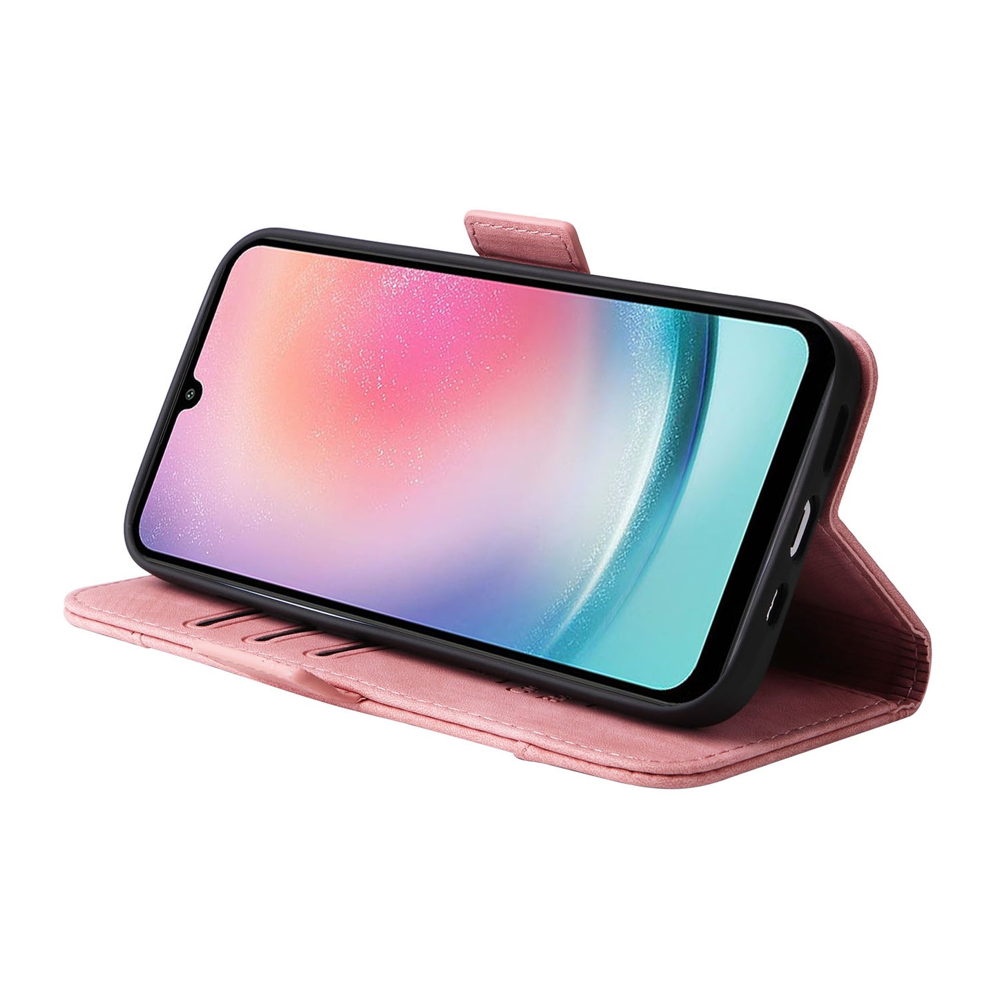 BETOPNICE 001 For Samsung Galaxy A24 4G Phone Wallet Stand Case Imprinted Line PU Leather Cover