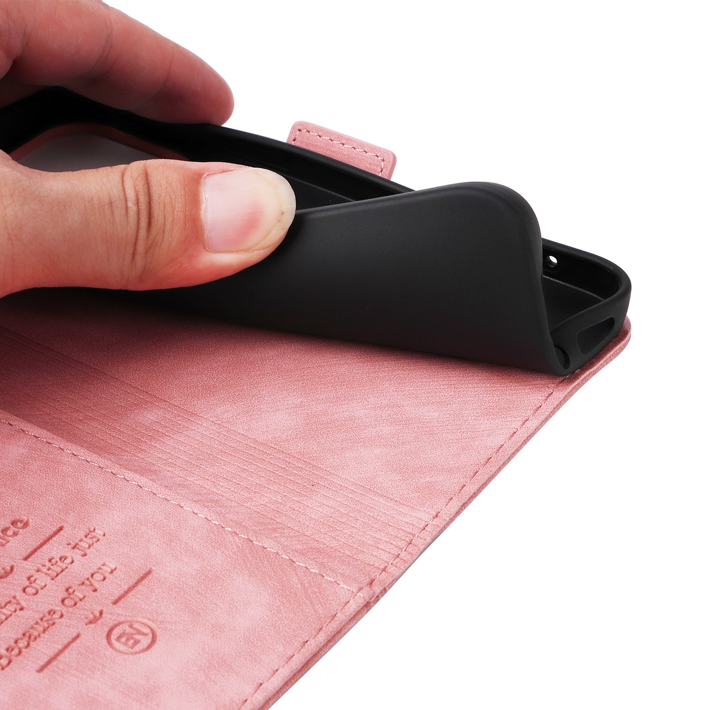 BETOPNICE 001 For Samsung Galaxy A24 4G Phone Wallet Stand Case Imprinted Line PU Leather Cover