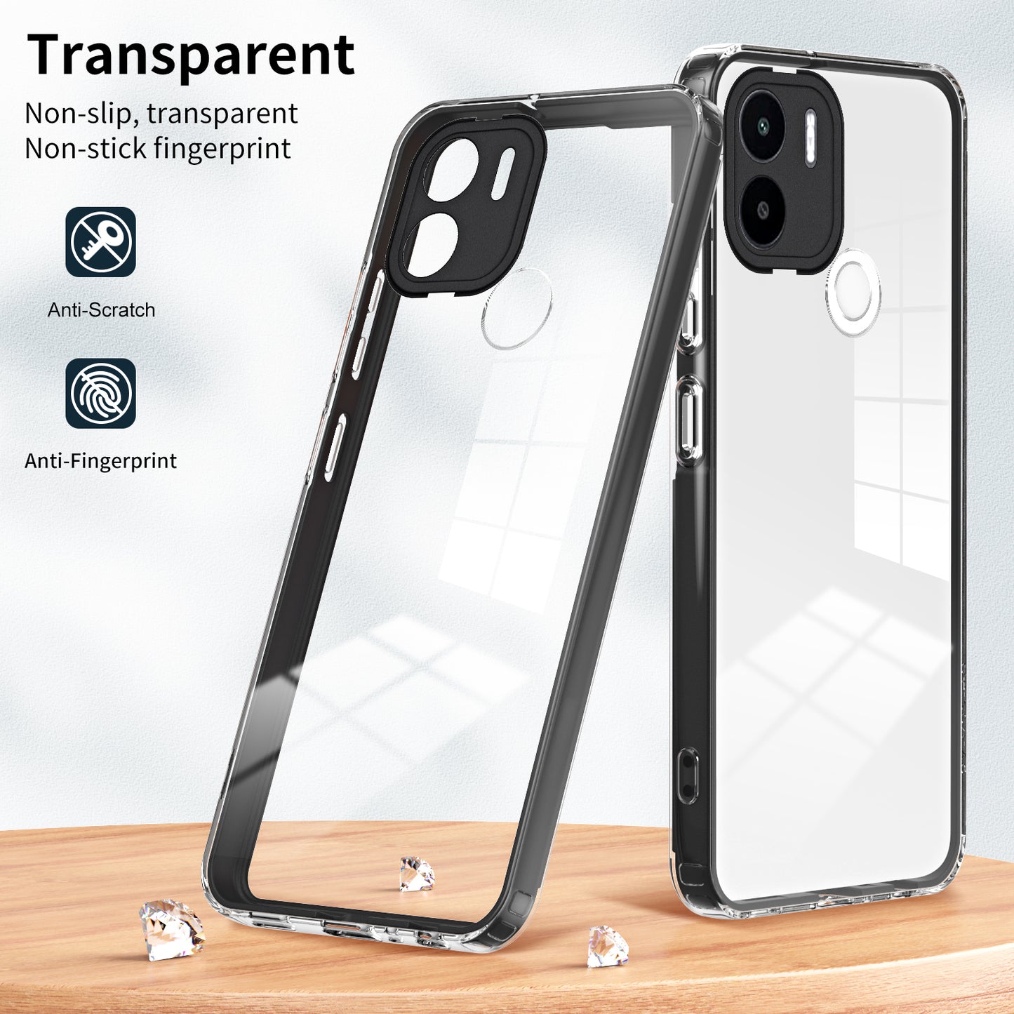 For Xiaomi Redmi A1+ 4G / Redmi A2+ 4G / Poco C50 4G TPU + PC Clear Phone Case Anti-drop Cover