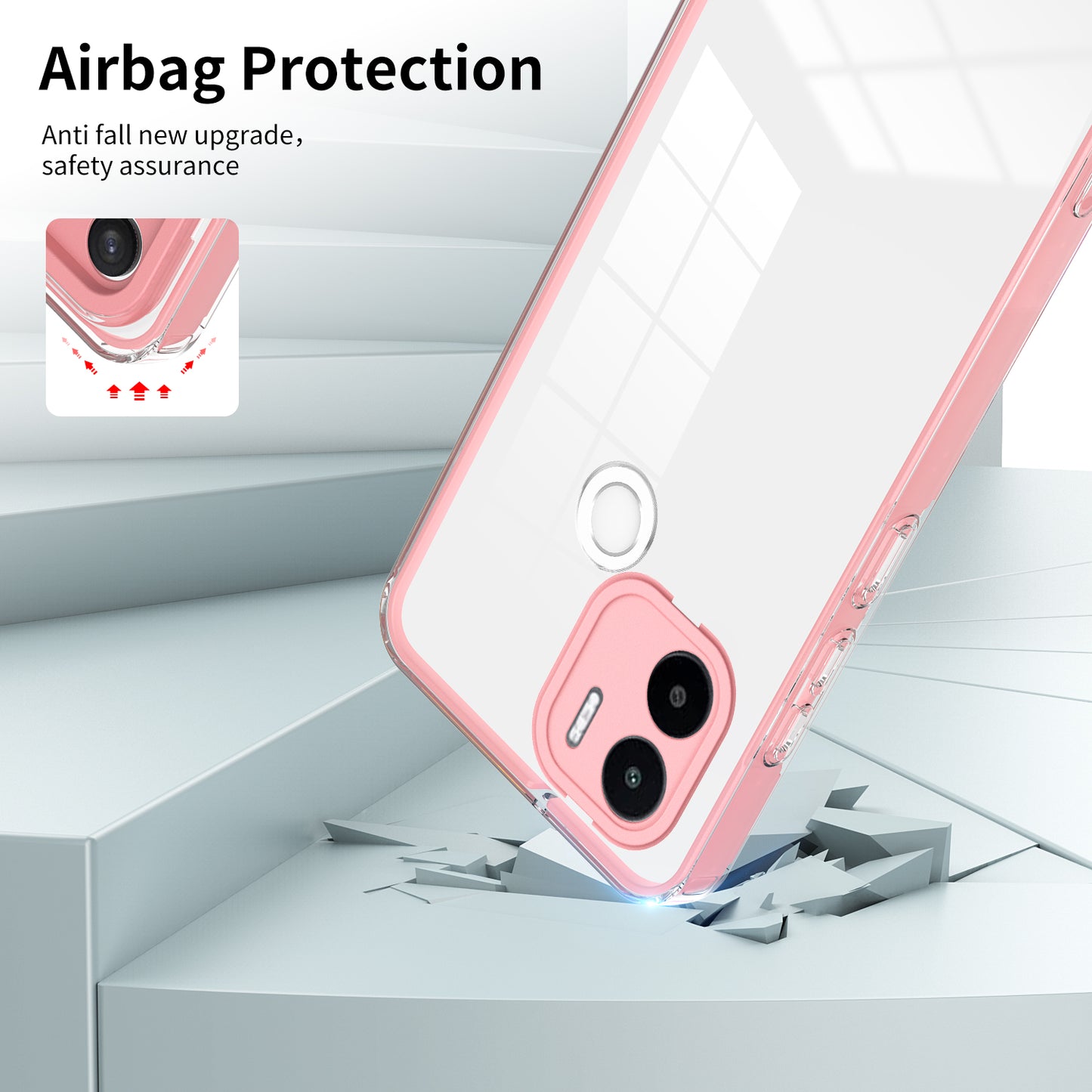 For Xiaomi Redmi A1+ 4G / Redmi A2+ 4G / Poco C50 4G TPU + PC Clear Phone Case Anti-drop Cover