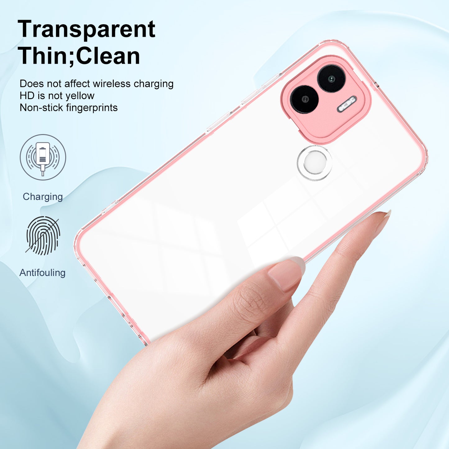 For Xiaomi Redmi A1+ 4G / Redmi A2+ 4G / Poco C50 4G TPU + PC Clear Phone Case Anti-drop Cover