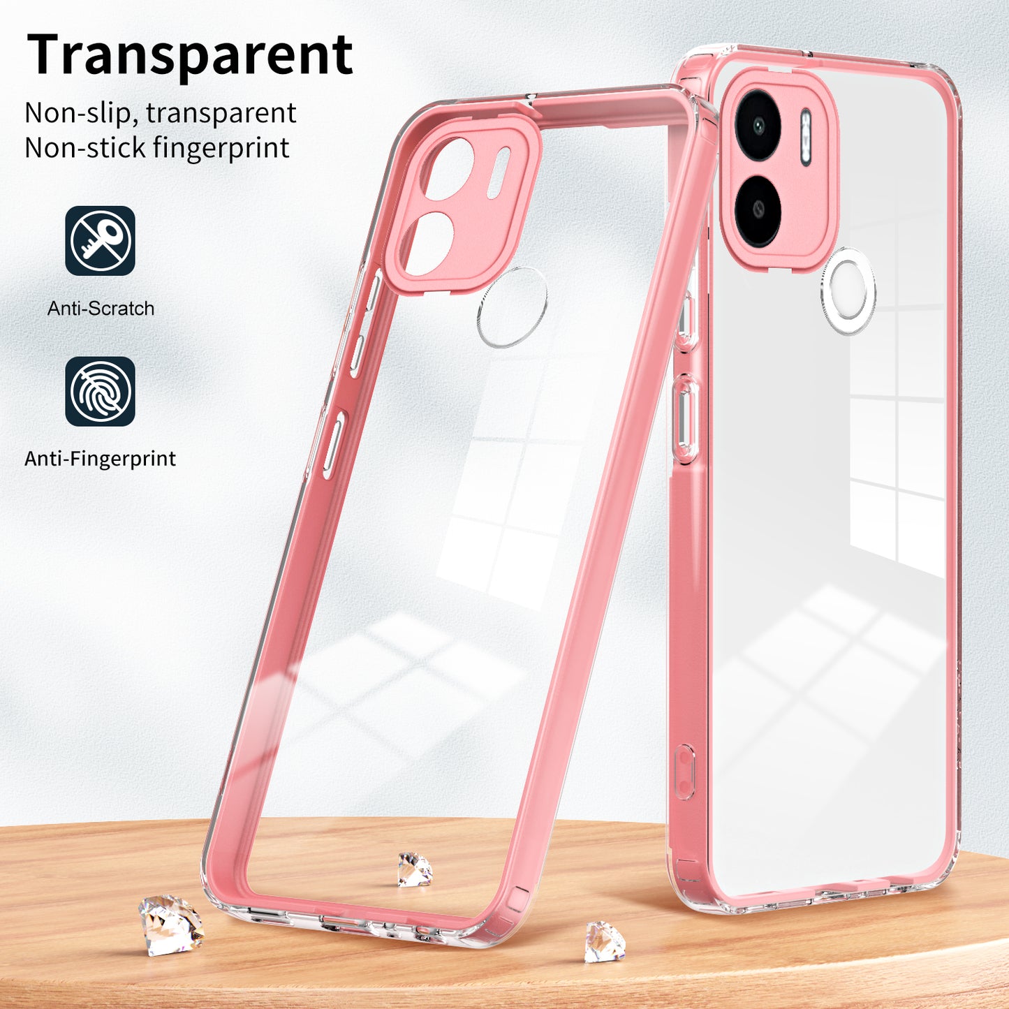 For Xiaomi Redmi A1+ 4G / Redmi A2+ 4G / Poco C50 4G TPU + PC Clear Phone Case Anti-drop Cover