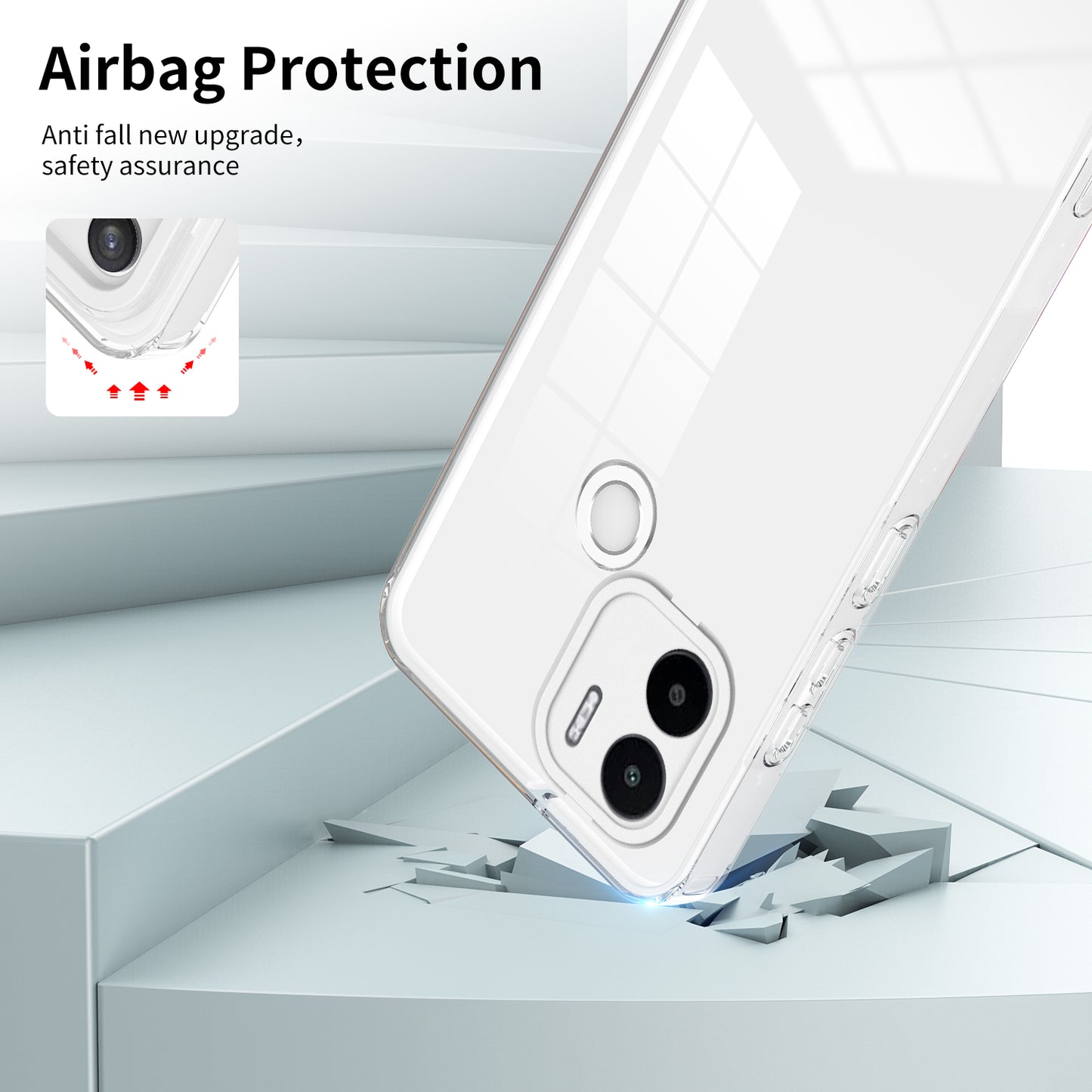 For Xiaomi Redmi A1+ 4G / Redmi A2+ 4G / Poco C50 4G TPU + PC Clear Phone Case Anti-drop Cover