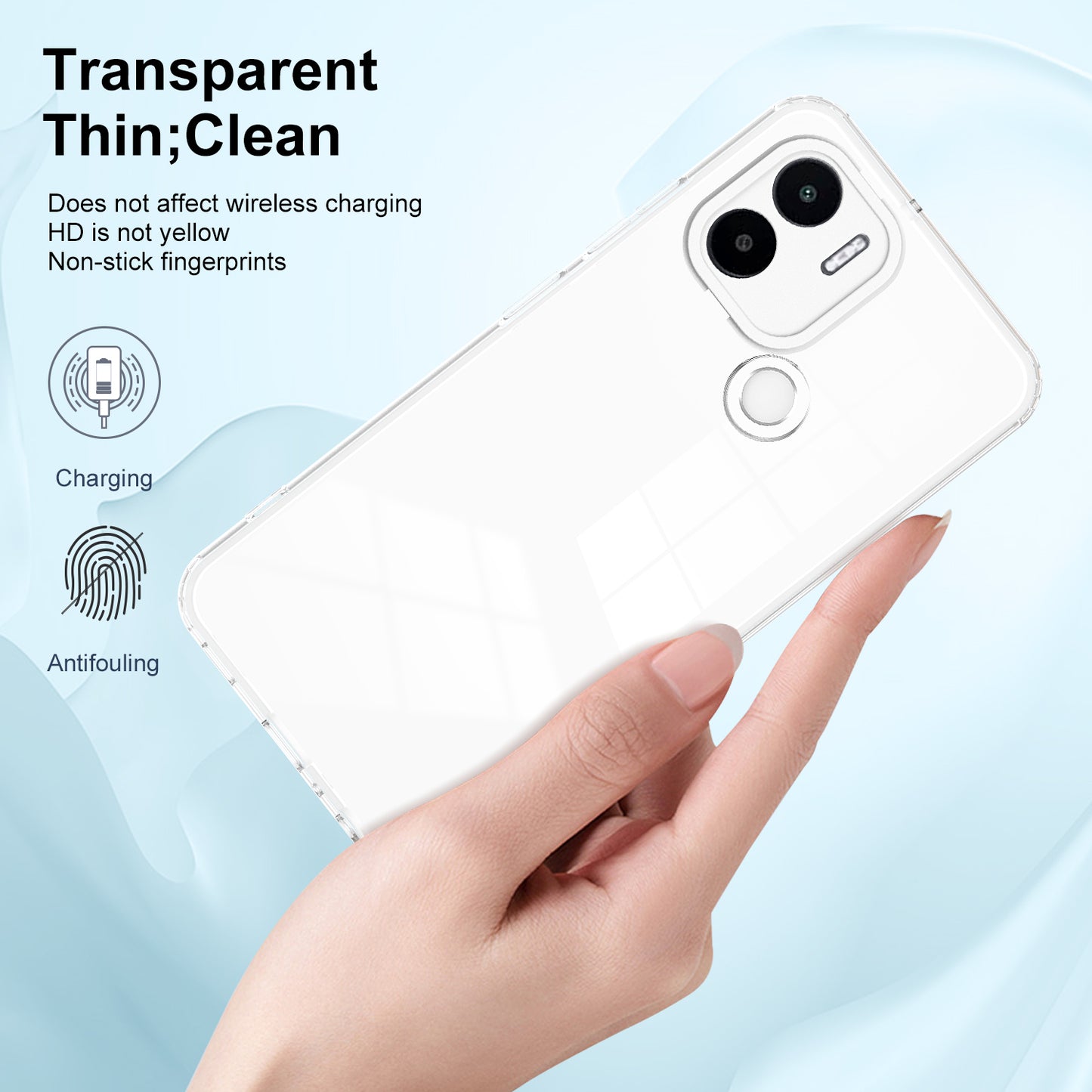 For Xiaomi Redmi A1+ 4G / Redmi A2+ 4G / Poco C50 4G TPU + PC Clear Phone Case Anti-drop Cover