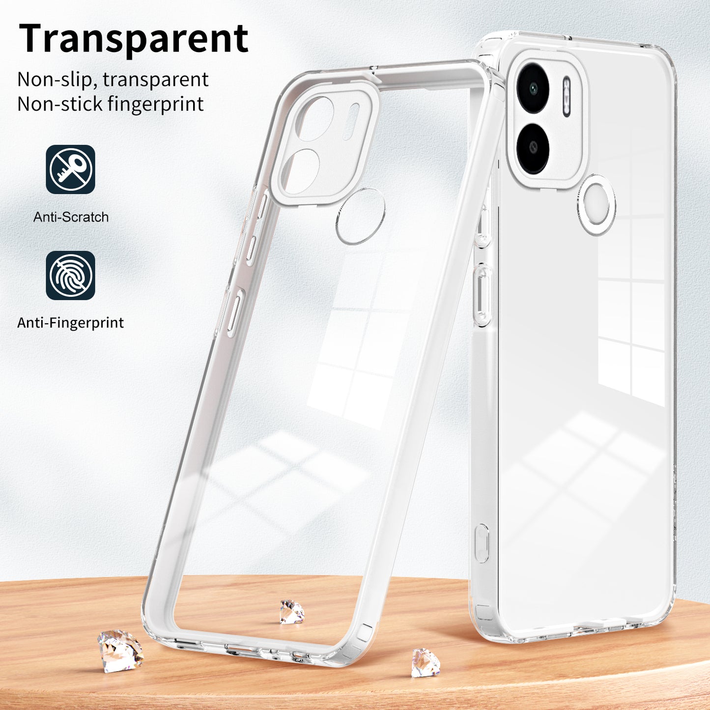 For Xiaomi Redmi A1+ 4G / Redmi A2+ 4G / Poco C50 4G TPU + PC Clear Phone Case Anti-drop Cover