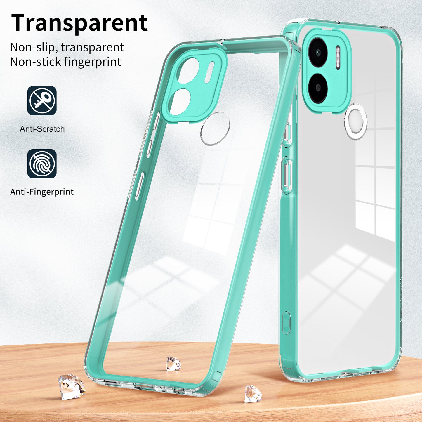 For Xiaomi Redmi A1+ 4G / Redmi A2+ 4G / Poco C50 4G TPU + PC Clear Phone Case Anti-drop Cover